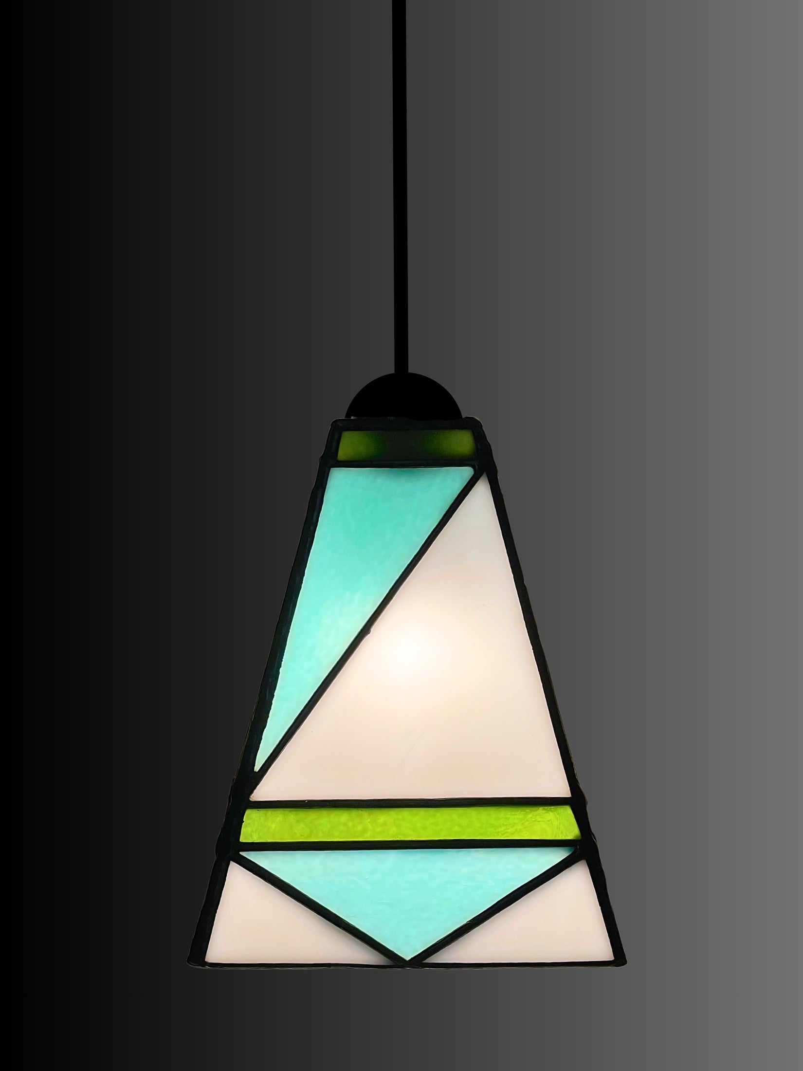 GeoGlow Mid-Century Modern Stained Glass Pendant – Designer Trio Set of 3 - Samara Designs Studio