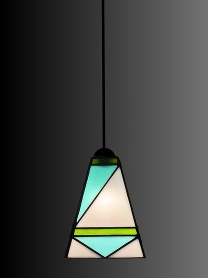 GeoGlow Mid-Century Modern Stained Glass Pendant – Designer Trio Set of 3 - Samara Designs Studio