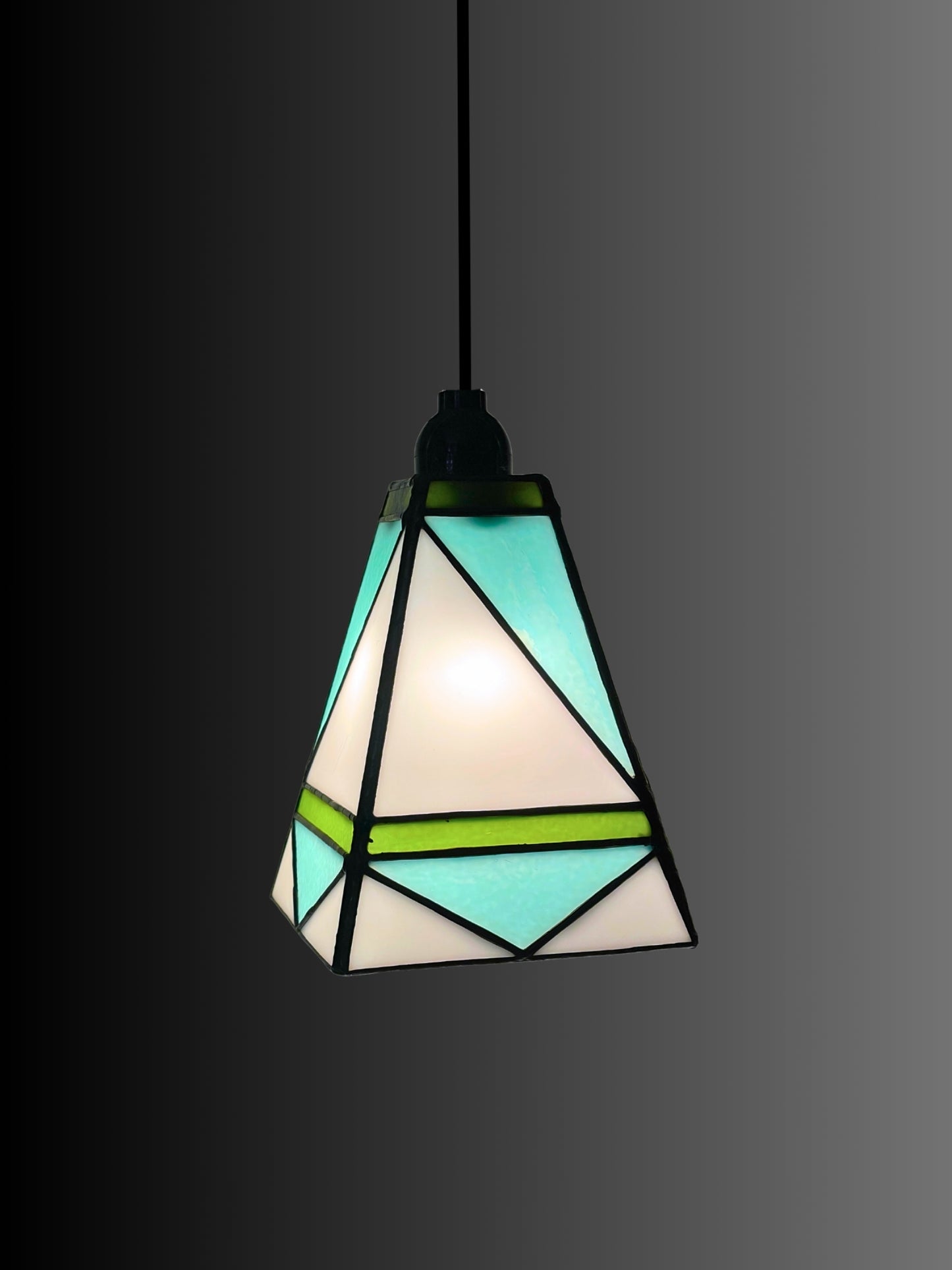 GeoGlow Mid-Century Modern Stained Glass Pendant – Designer Trio Set of 3 - Samara Designs Studio