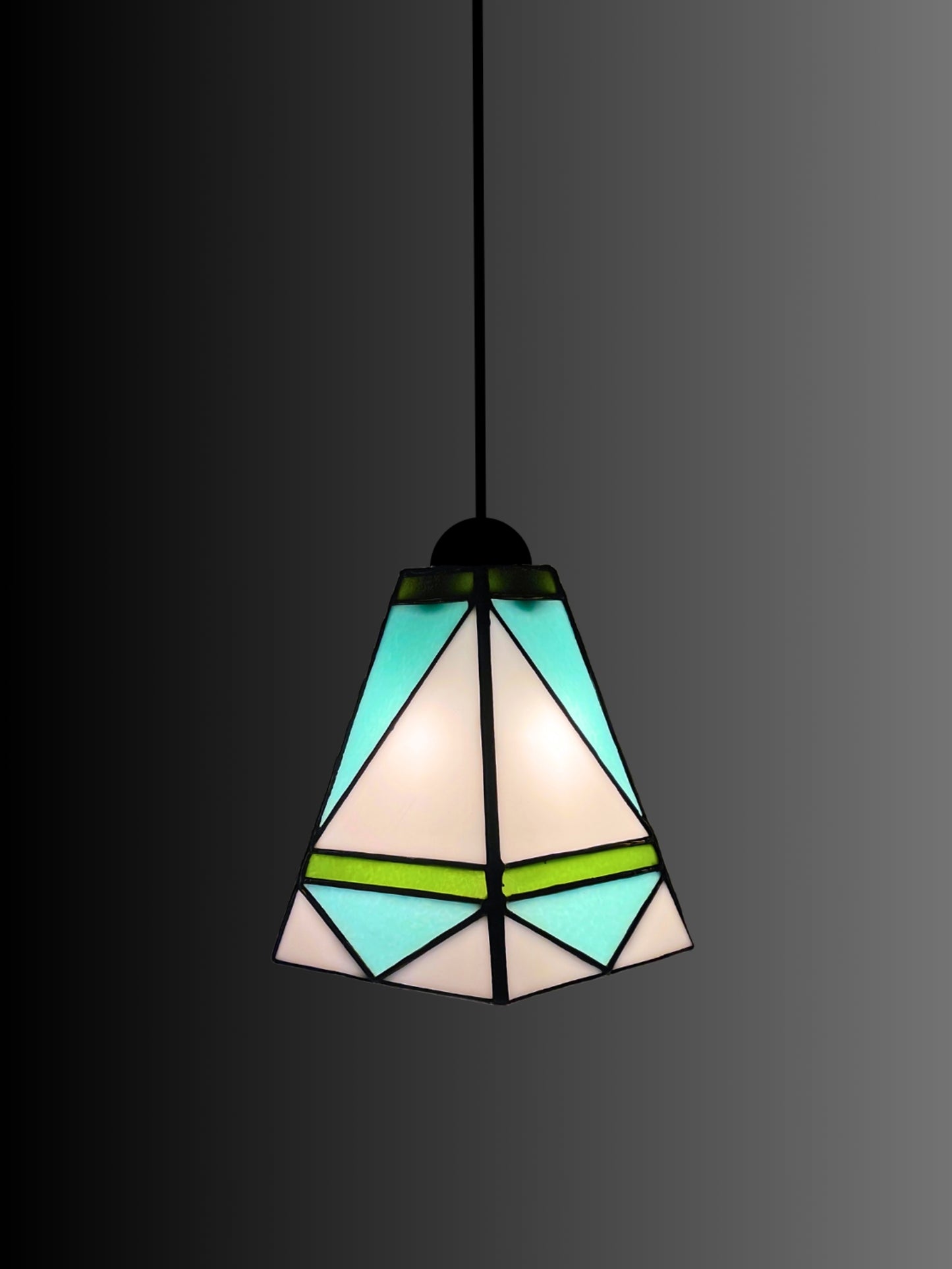 GeoGlow Mid-Century Modern Stained Glass Pendant – Designer Trio Set of 3 - Samara Designs Studio