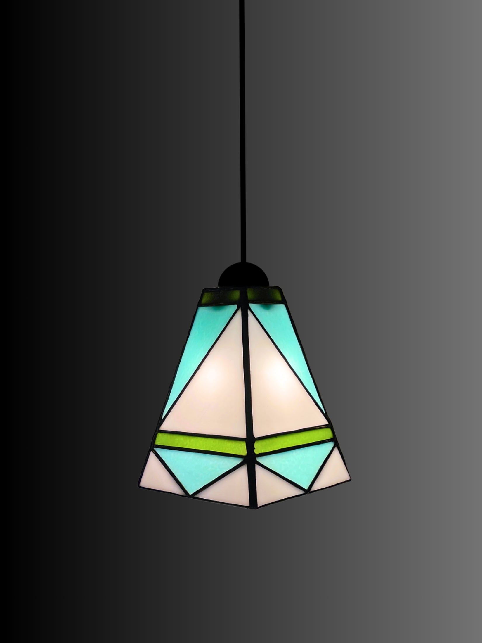 GeoGlow Mid-Century Modern Stained Glass Pendant – Designer Trio Set of 3 - Samara Designs Studio