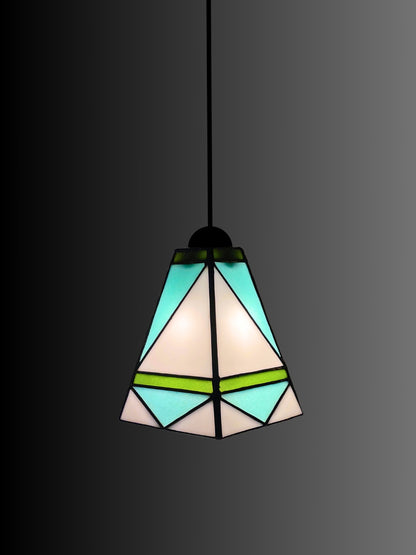 GeoGlow Mid-Century Modern Stained Glass Pendant – Designer Trio Set of 3 - Samara Designs Studio