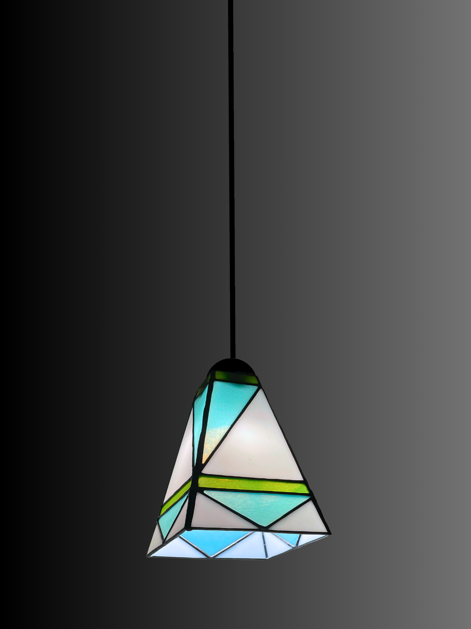 GeoGlow Mid-Century Modern Stained Glass Pendant – Designer Trio Set of 3 - Samara Designs Studio