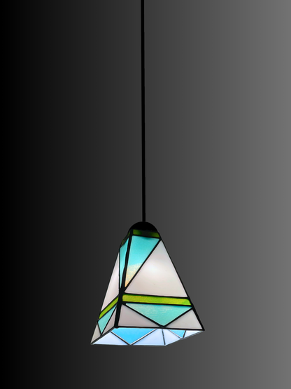 GeoGlow Mid-Century Modern Stained Glass Pendant – Designer Trio Set of 3 - Samara Designs Studio