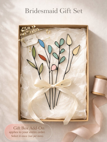 Wedding Keepsake Bridesmaid Gift Set – Stained Glass Bouquet in Gift Box - Samara Designs Studio
