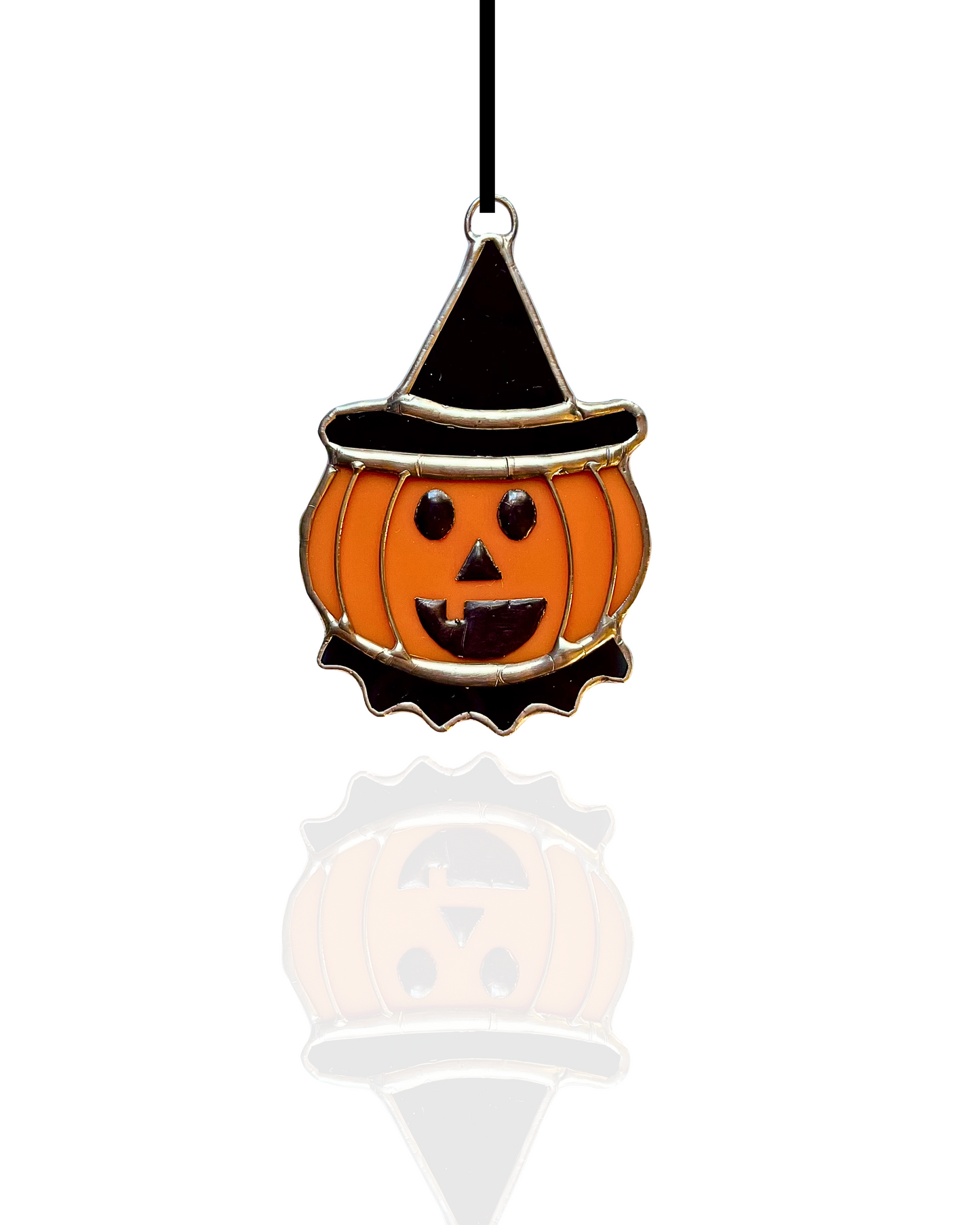 Halloween Stained Glass Vintage Pumpkin Suncatcher