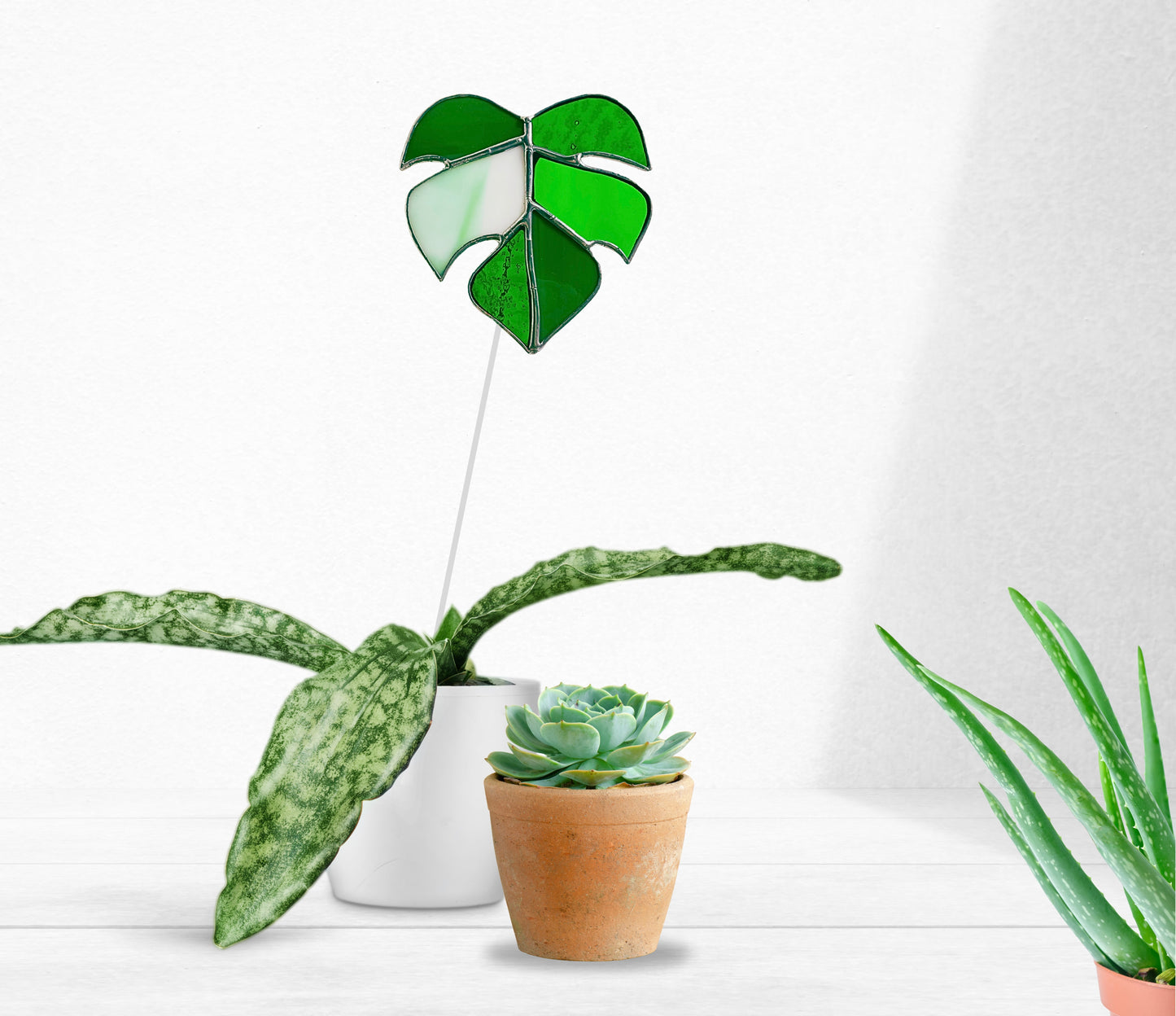 Modern Stained Glass Monstera Leaf