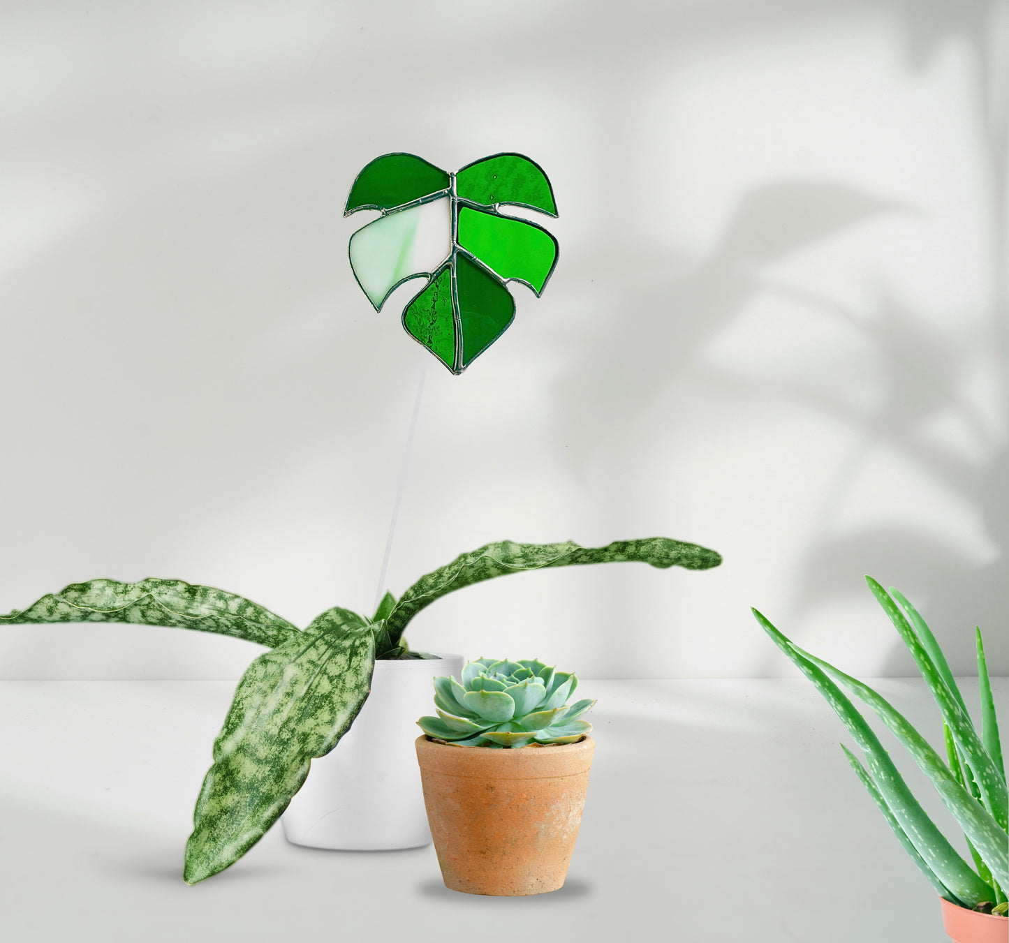 Modern Stained Glass Monstera Leaf