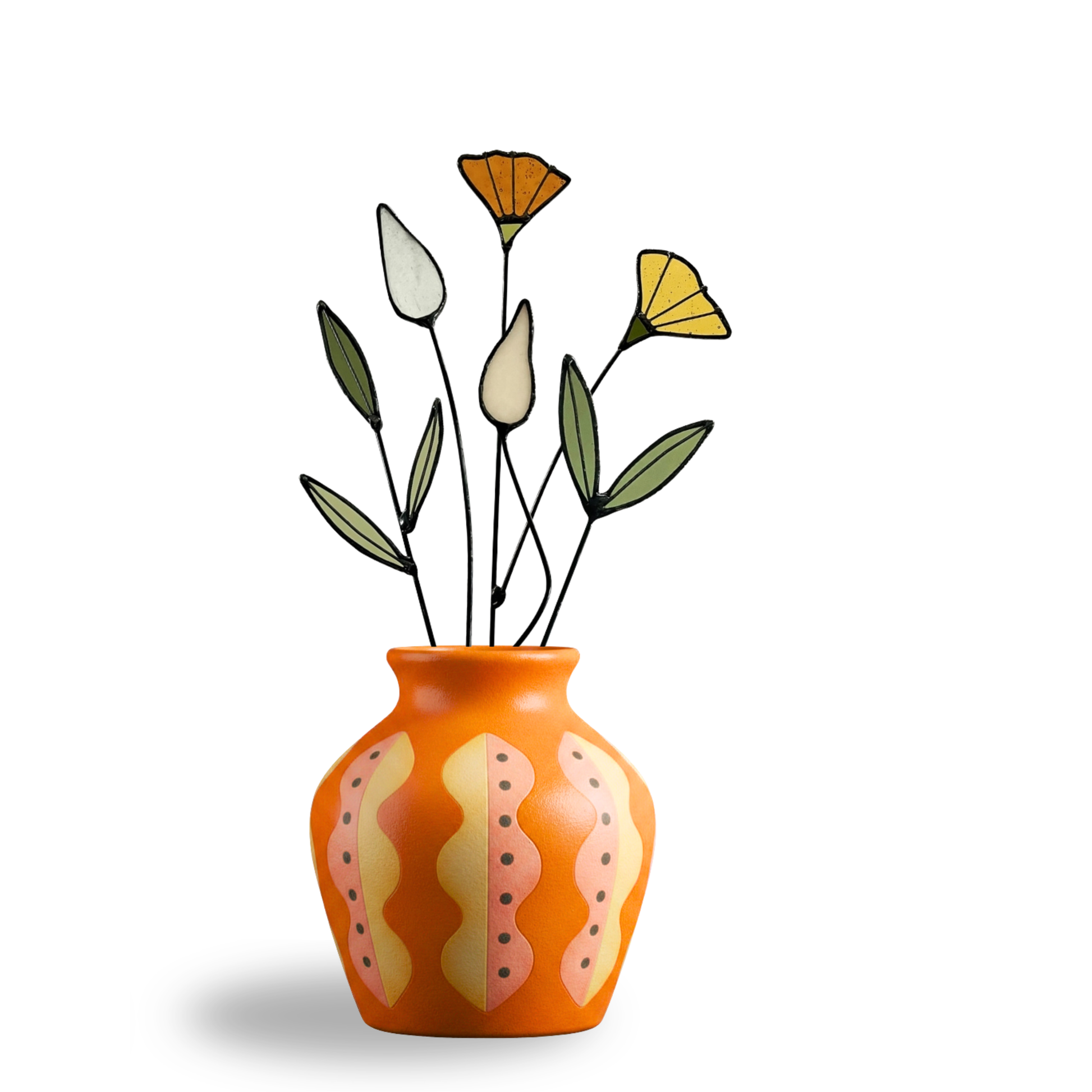 Handmade Stained Glass Wildflower Arrangement – Colorful Mixed Blooms - Samara Designs Studio