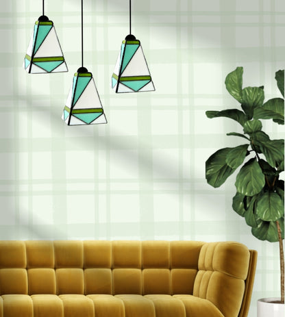 GeoGlow Mid-Century Modern Stained Glass Pendant – Designer Trio Set of 3 - Samara Designs Studio
