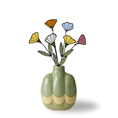 Handmade Stained Glass Wildflower Arrangement – Colorful Mixed Blooms - Samara Designs Studio