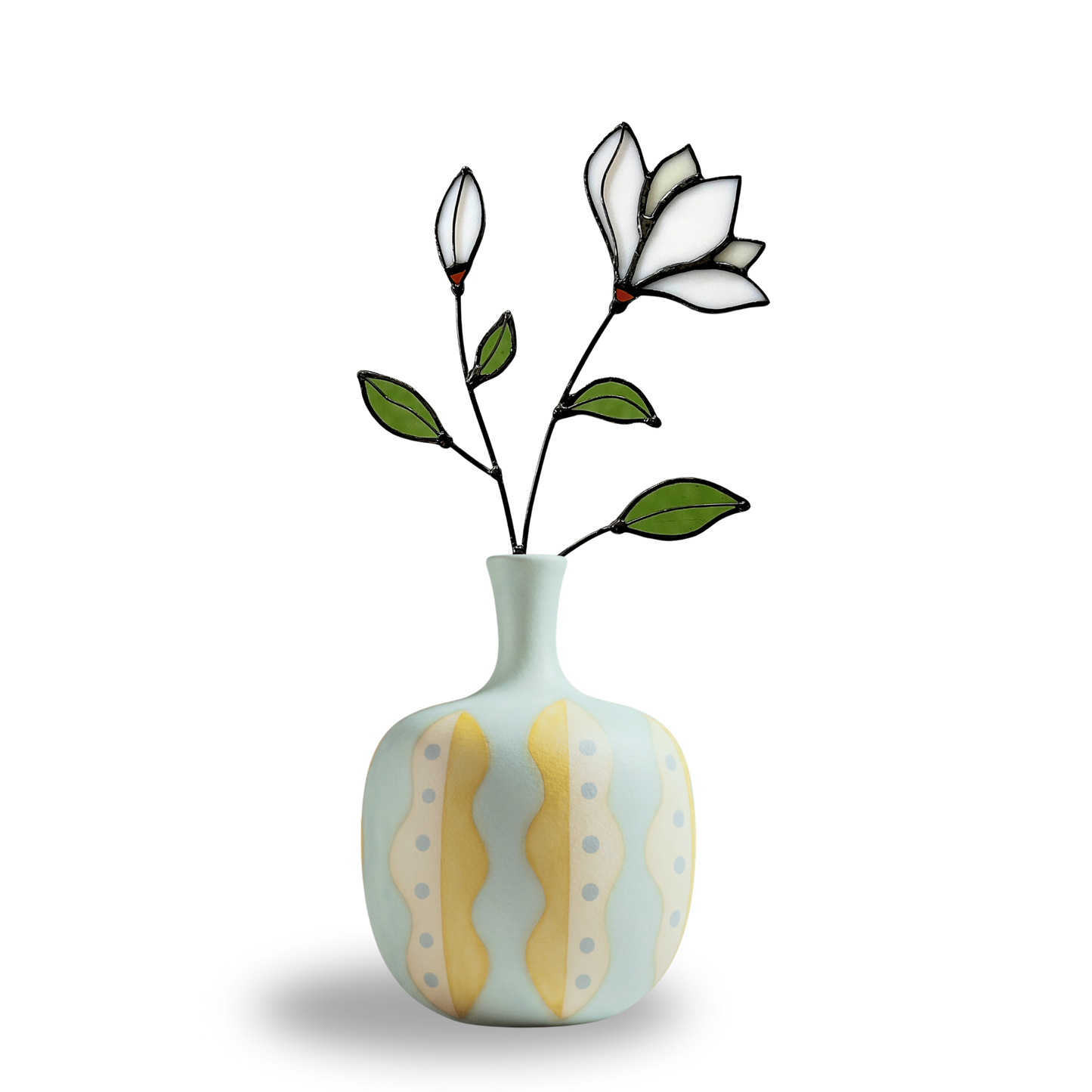 Handmade Stained Glass Magnolia Stem - Samara Designs Studio