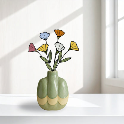 Handmade Stained Glass Wildflower Arrangement – Colorful Mixed Blooms - Samara Designs Studio