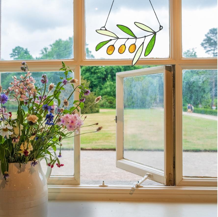 Glass Olive Branch Suncatcher
