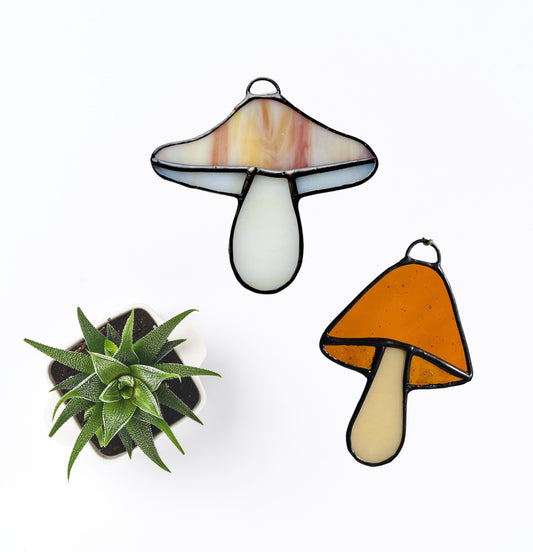 Stained Glass Mushroom Suncatchers