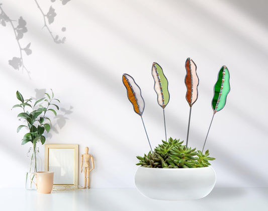 Glass Seed Pod Plant Stakes