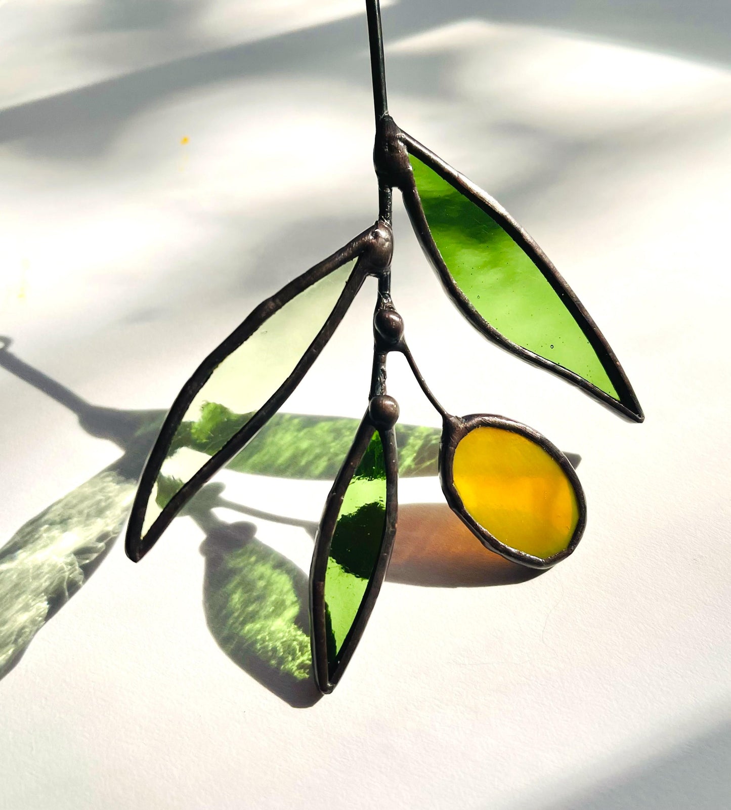 Mini Glass Olive Branch Suncatcher