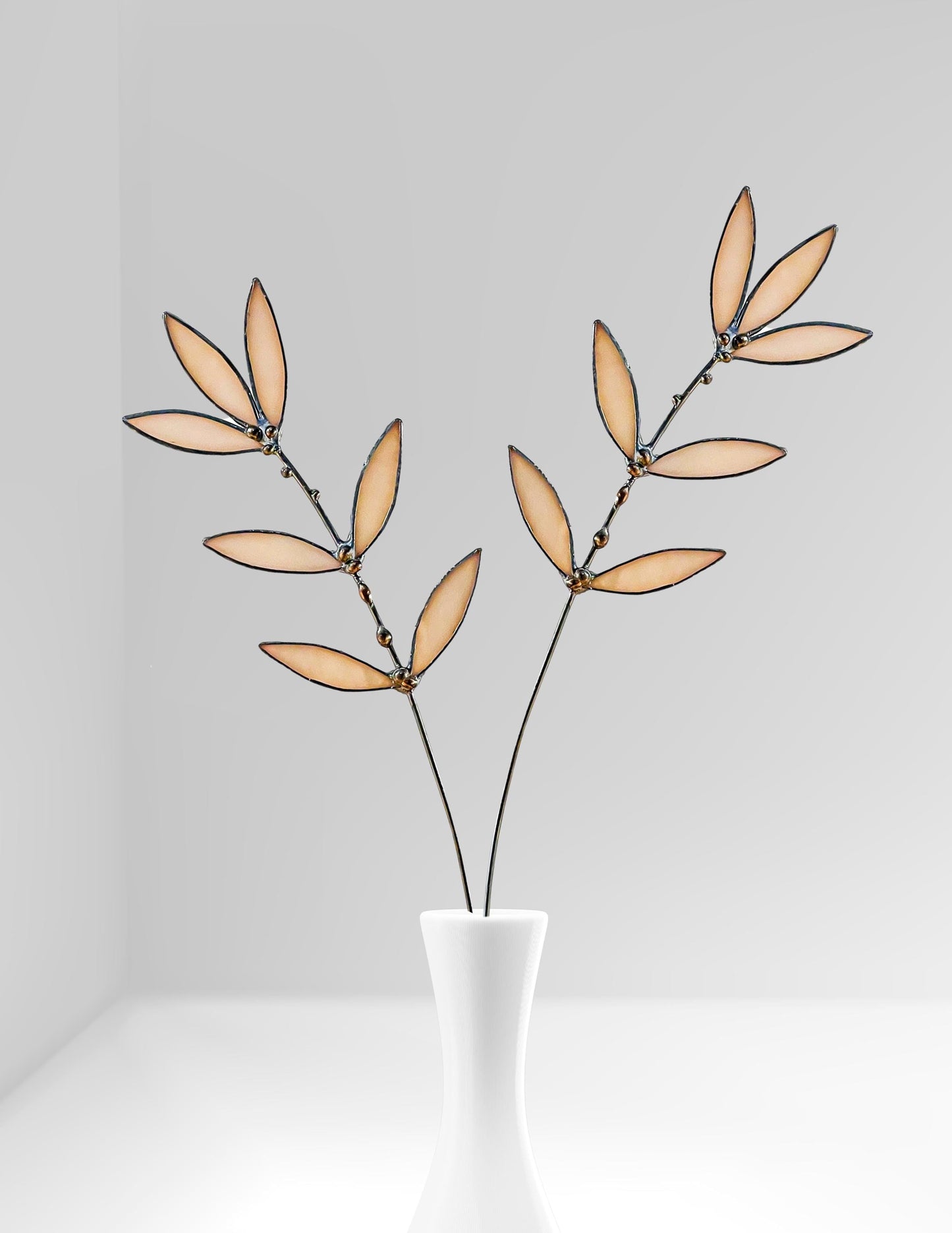 Peachy Pink Glass Wildflower Stem