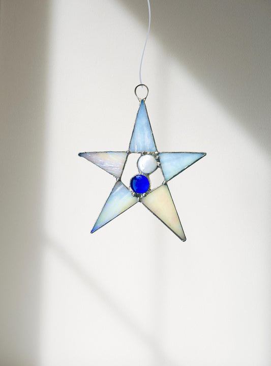 Pearl with Blue Star Suncatcher