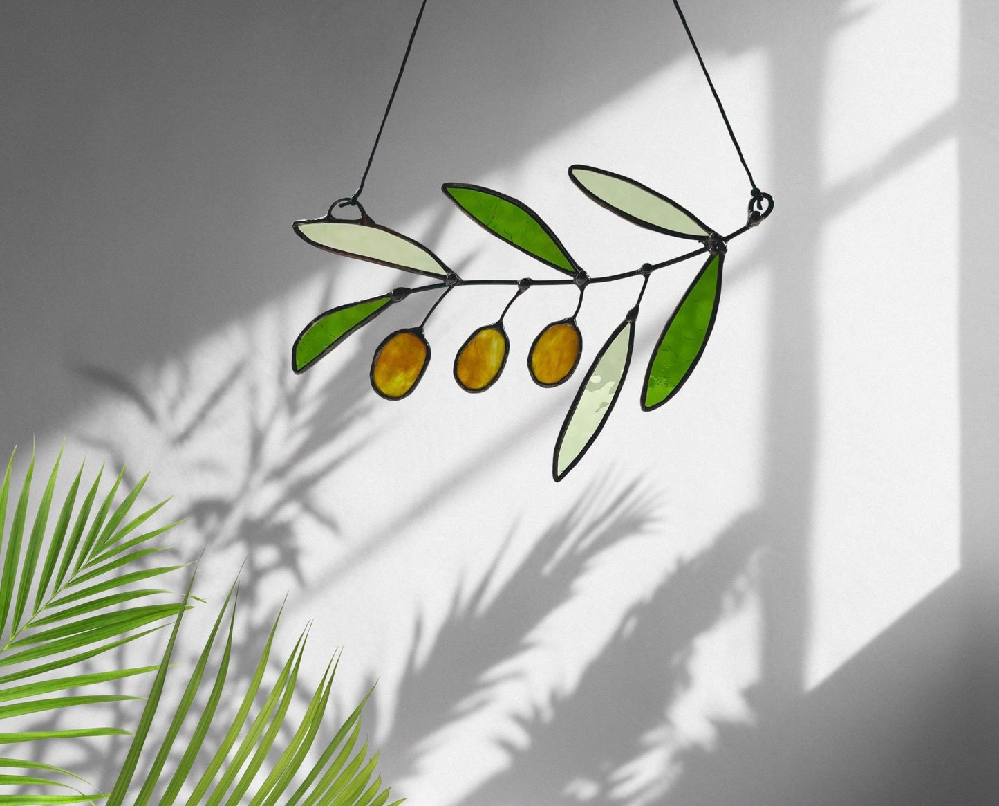 Glass Olive Branch Suncatcher
