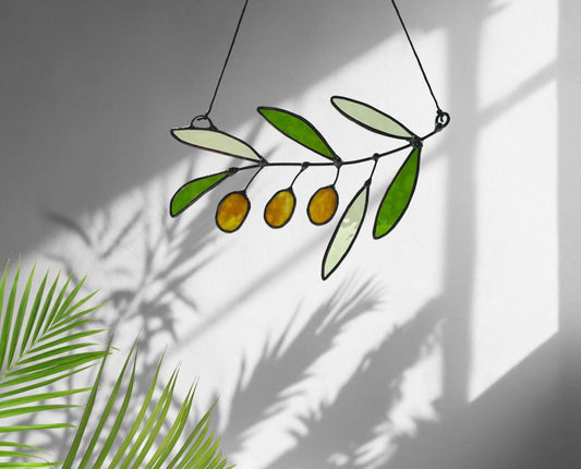 Glass Olive Branch Suncatcher