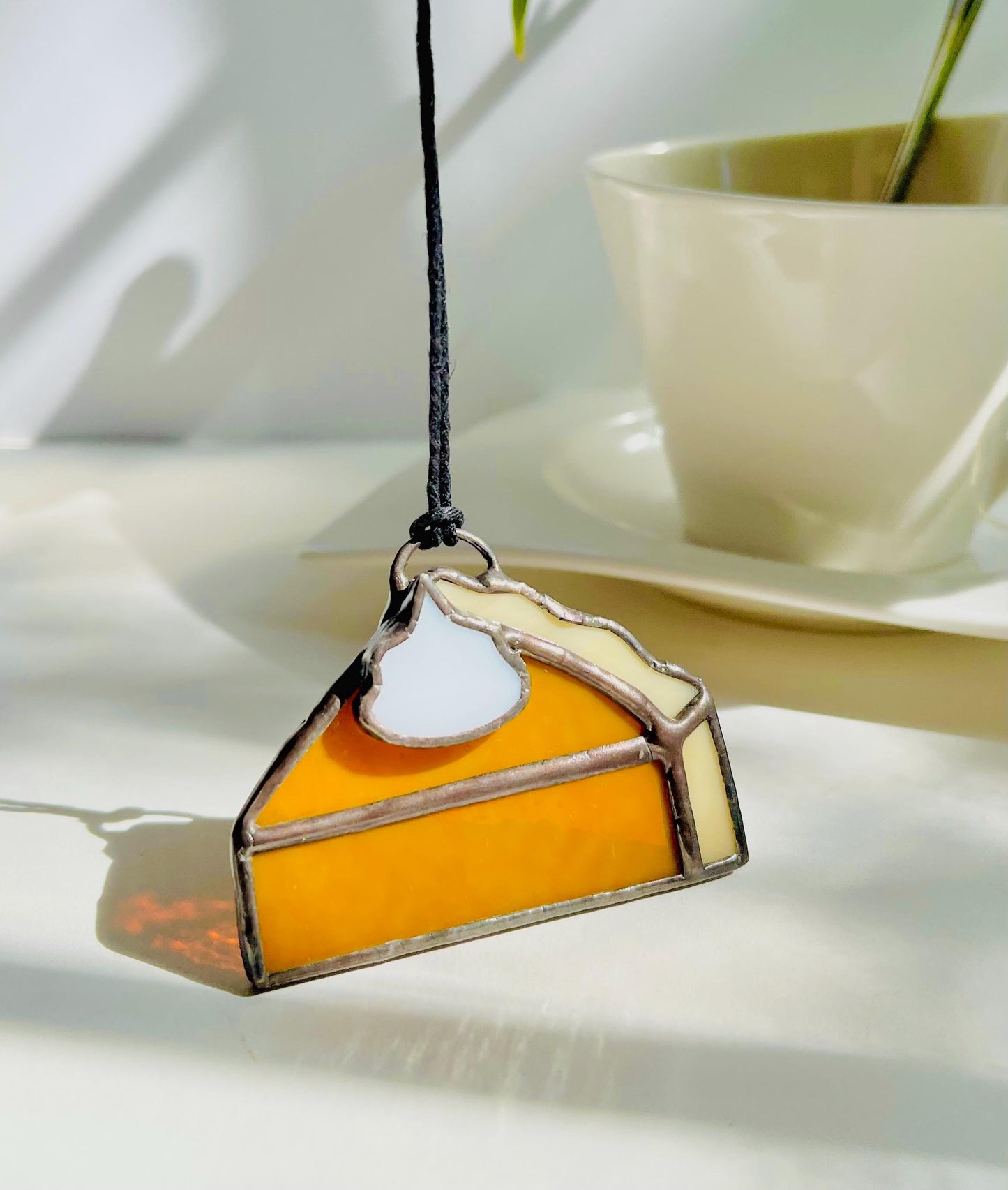 Mini Pumpkin Pie Glass Suncatcher