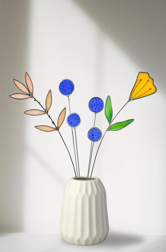Blue Glass Globe Thistle Set