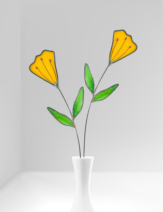 Glass Yellow Tulip Stem