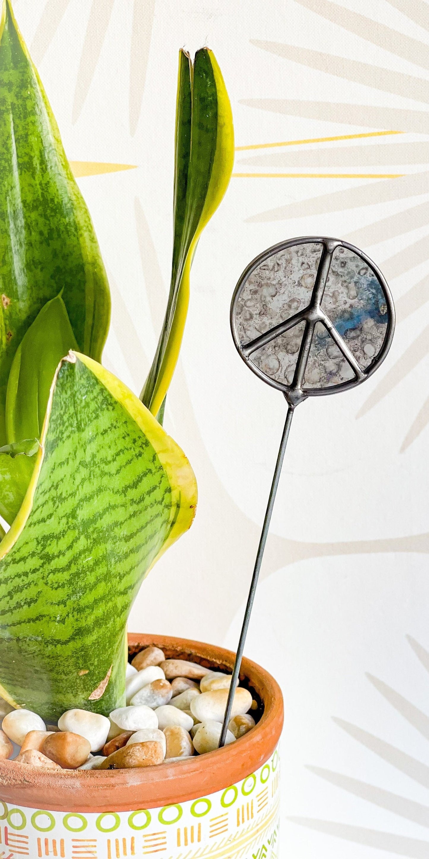 Mirror Peace Sign Plant Stake