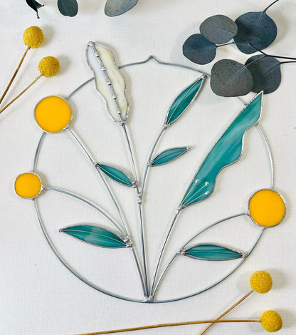 Stained Glass Wildflower Wreath - Samara Designs Studio