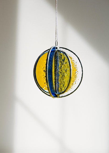 Crescent Moon Stained Glass Garden Wind Spinner - Samara Designs Studio