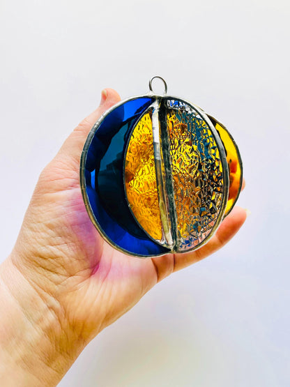 Crescent Moon Stained Glass Garden Wind Spinner - Samara Designs Studio