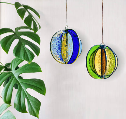 Crescent Moon Stained Glass Garden Wind Spinner - Samara Designs Studio