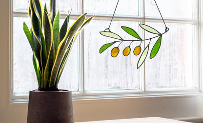 Glass Olive Branch Suncatcher - Samara Designs Studio