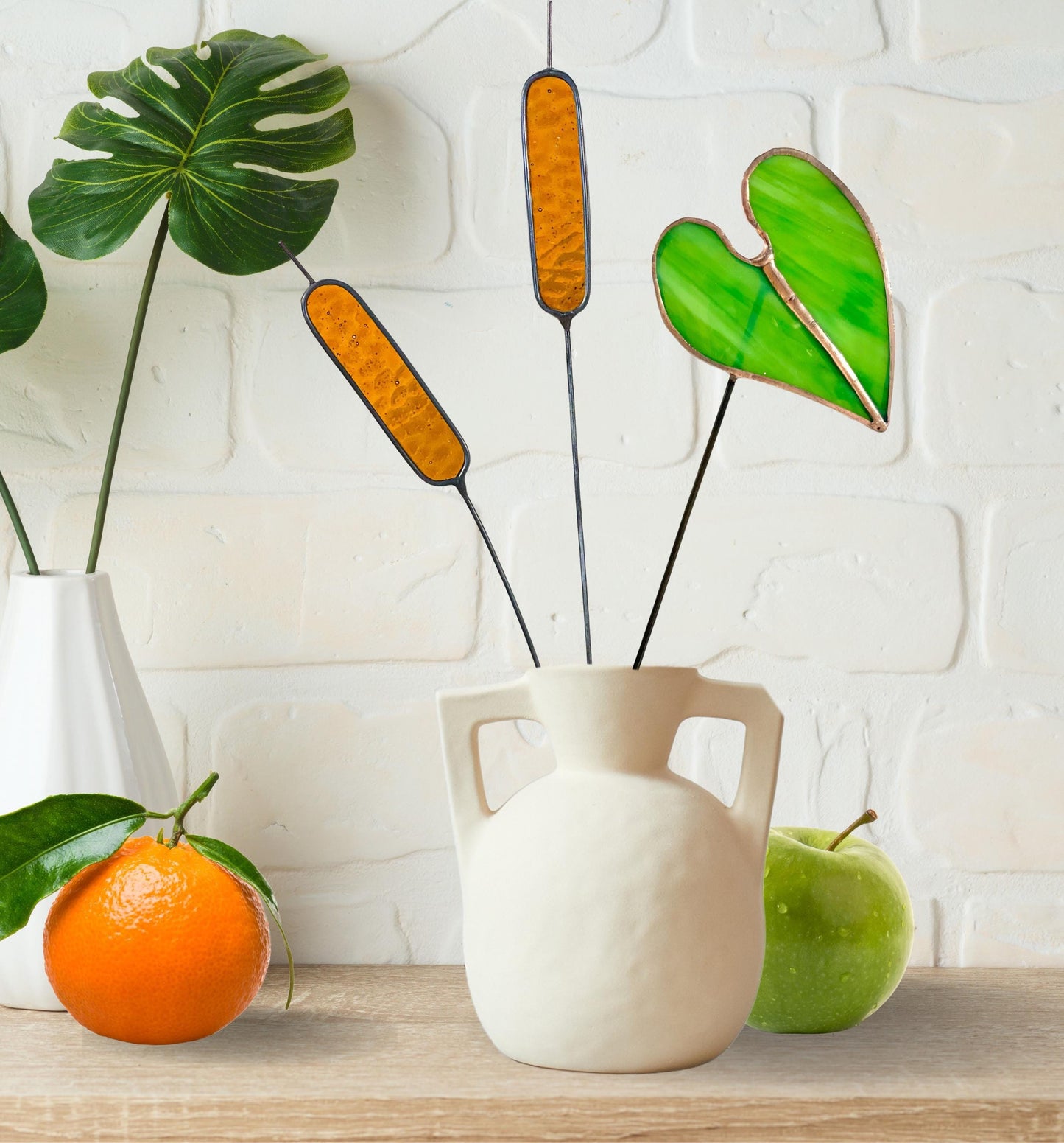 Glass Elephant Ear Plant Stake - Samara Designs Studio