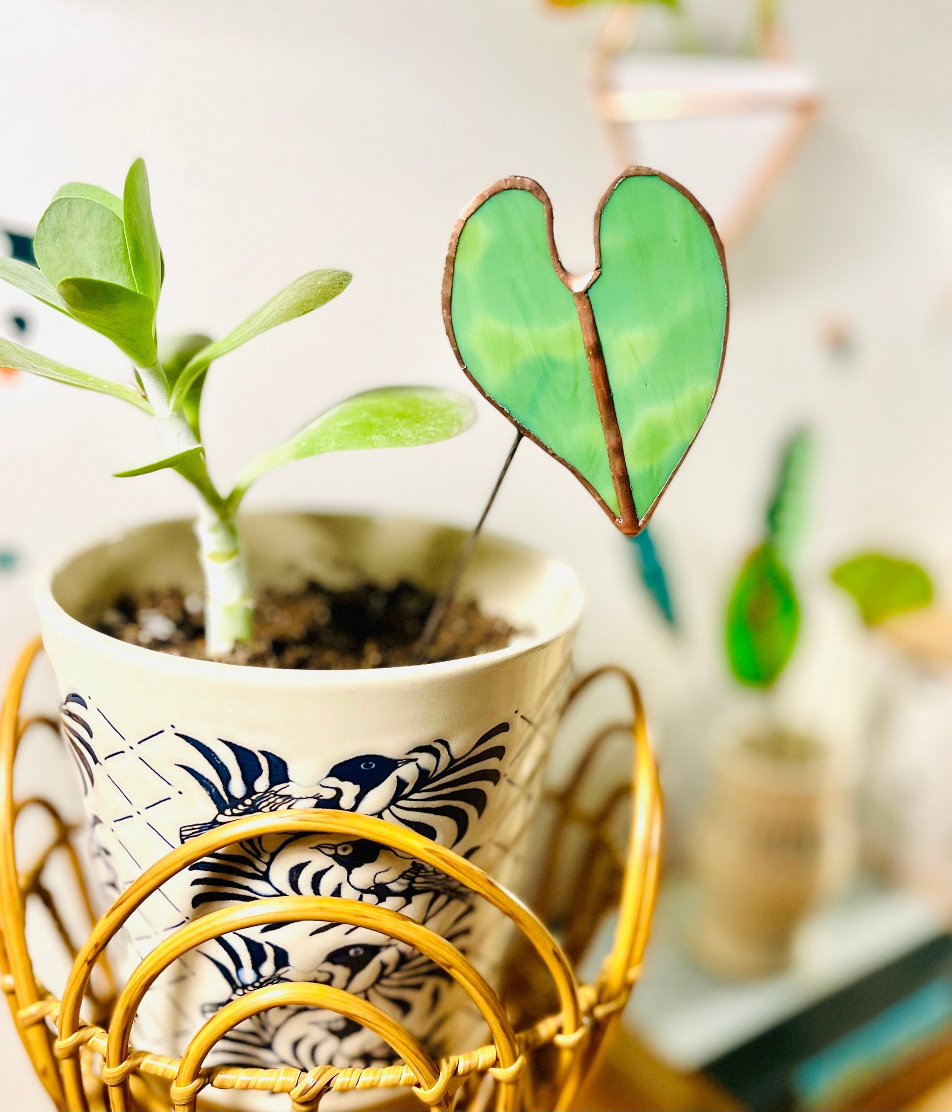 Glass Elephant Ear Plant Stake - Samara Designs Studio