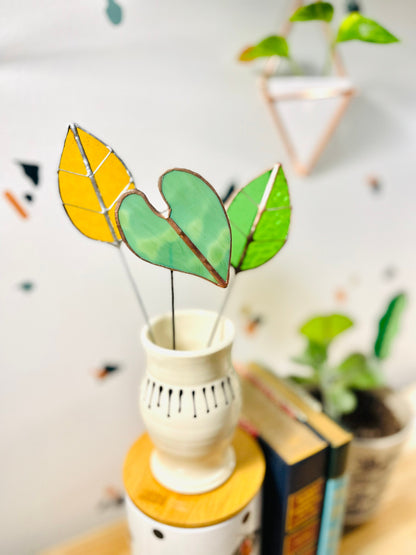 Glass Elephant Ear Plant Stake - Samara Designs Studio