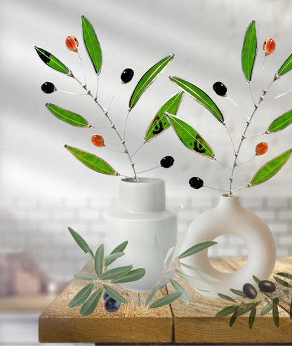 Glass Olive Branch Stem - Samara Designs Studio