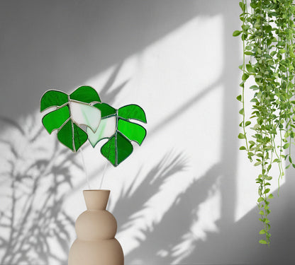 Modern Stained Glass Monstera Leaf - Samara Designs Studio