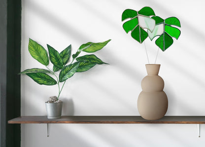 Modern Stained Glass Monstera Leaf - Samara Designs Studio