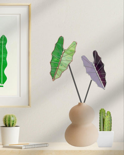 Glass Alocasia Leaf Stem - Samara Designs Studio