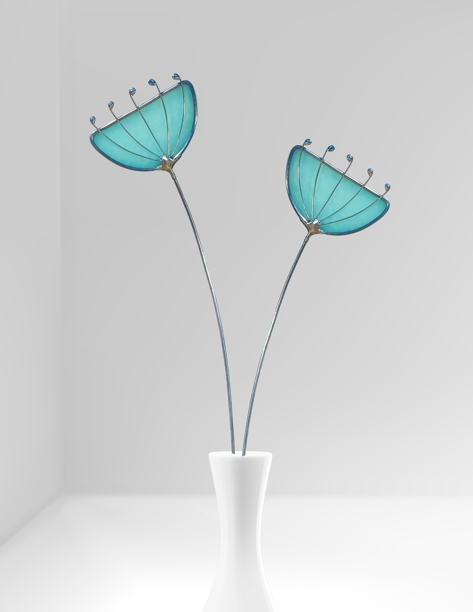 Glass Mod Blue Flower Stem - Samara Designs Studio