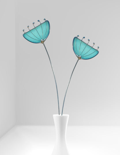 Glass Mod Blue Flower Stem - Samara Designs Studio