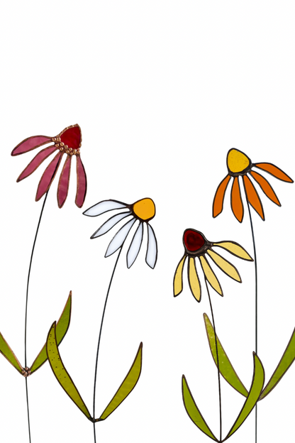 🌼 Handmade Stained Glass Coneflowers – Unique Gift for Nature Lovers - Samara Designs Studio