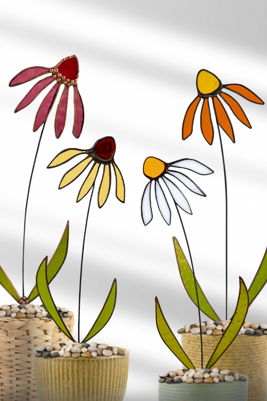 🌼 Handmade Stained Glass Coneflowers – Unique Gift for Nature Lovers
