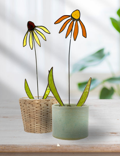 🌼 Handmade Stained Glass Coneflowers – Unique Gift for Nature Lovers - Samara Designs Studio