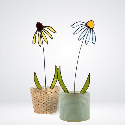 🌼 Handmade Stained Glass Coneflowers – Unique Gift for Nature Lovers - Samara Designs Studio