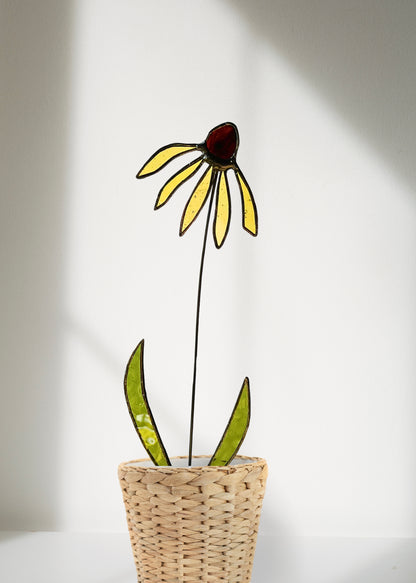 🌼 Handmade Stained Glass Coneflowers – Unique Gift for Nature Lovers - Samara Designs Studio