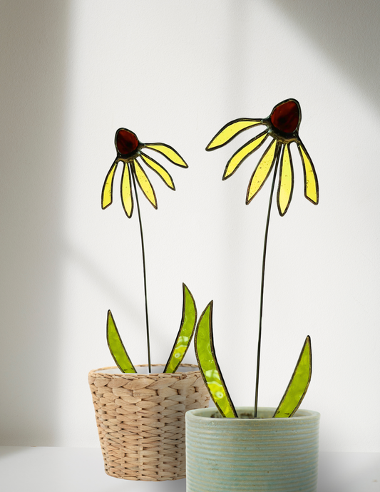 🌼 Handmade Stained Glass Coneflowers – Unique Gift for Nature Lovers - Samara Designs Studio