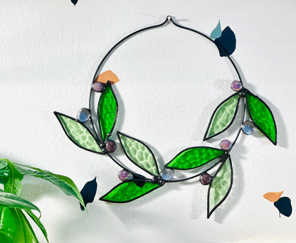 Stained Glass Floral Wreath - Samara Designs Studio